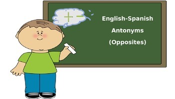 Preview of English-Spanish Opposite (Antonym) Picture Flash Cards