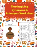 English/Spanish Thanksgiving: 1st-2nd Grade Antonyms and S