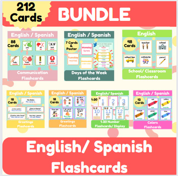 Preview of Bilingual English & Spanish Bundle Visual Flashcards for ESL, ELL, ESOL, EL