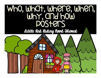 Preview of English & Spanish Who, What, Where, When, Why, and How posters Little Red Riding