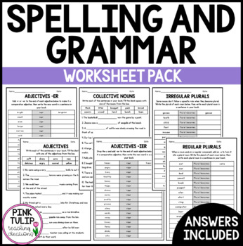Preview of English, Spelling, and Grammar - Worksheet Pack