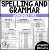 English, Spelling, and Grammar - Worksheet Pack