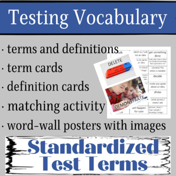 Preview of Testing Vocabulary: Standardized Test Terms (ELAR) Cards and Word Wall