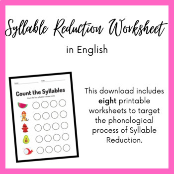 Preview of Syllable Reduction Worksheets