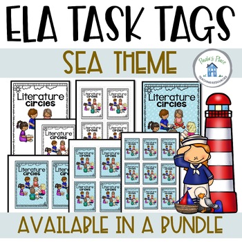 Preview of ELA Reading and Writing Task Tags Sea Theme