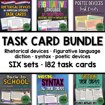 Preview of ELA Task Card Bundle: Rhetorical Devices, Figurative Language, Diction, Poetry