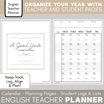 Preview of English Teacher Planner: Logs, Calendars, Teacher and Student Planning Pages