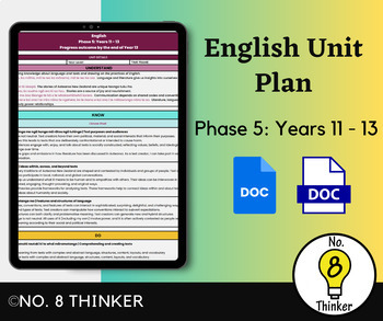 Preview of English Unit Plan Phase 5: Years 11 -13