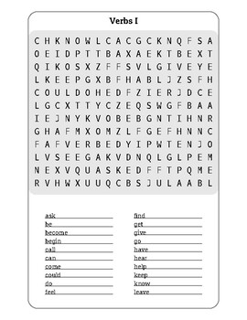 english verbs vol 1 printable word search esl tesol by kru mark tpt