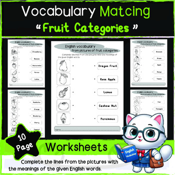 Preview of Vocabulary Matcing of fruit categories /1st Grade - 9th Grade/Homeschool