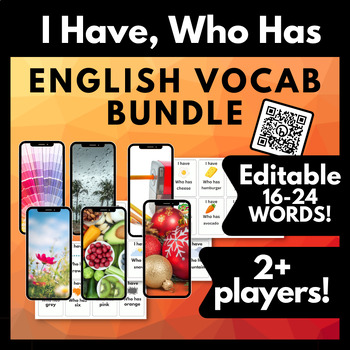 Preview of ELL ESL Newcomer Vocabulary Lesson & Review Game Bundle: Food, Calendar +