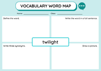 Preview of English Vocabulary Word Map Graphic Organizer - Editable in Canva