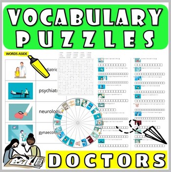 Preview of Vocabulary Worksheets Cards Crossword Word Search Anagram DOCTORS
