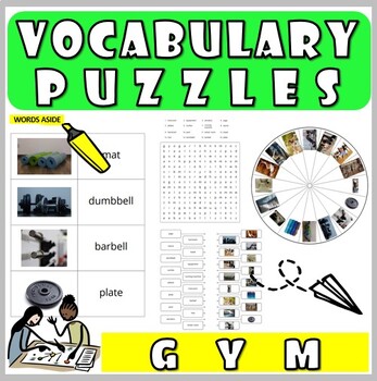 Preview of Vocabulary Worksheets Cards Crossword Word Search Anagram GYM