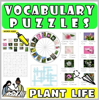 Preview of Vocabulary Worksheets Cards Crossword Word Search Anagram PLANTS