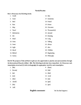 English Vowels and Consonants (ELD & ESL) by Carlos's | TpT