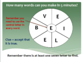 English - Word Wheels Warm Up Game 7 Letters
