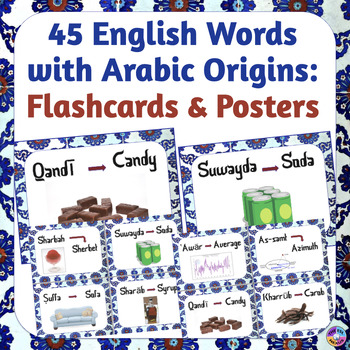 English Words With Arabic Roots Posters Flashcards For 45 Words