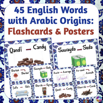 Preview of English Words from Arabic - Posters, Flashcards & Sorting Task - Word Origins
