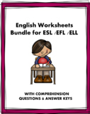 English Worksheets Bundle for Beginner ESL /EFL /ELL: Top 