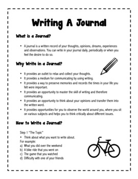 Writing a journal entry example for beginning