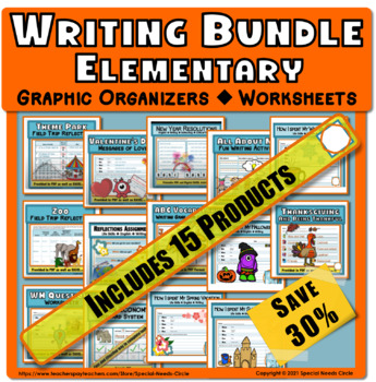 Preview of Elementary English Writing GROWING BUNDLE_Graphic Organizers and Worksheets