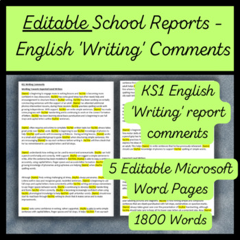 Preview of English 'Writing' Report Card Statements