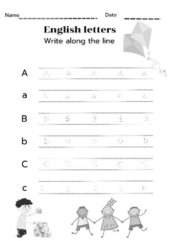 Preview of English alphabet writing exercises