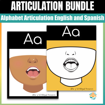 Preview of Bilingual Alphabet Mouth Articulation Poster Cards BUNDLE Spanish and English