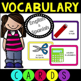 English and Spanish Back to School Vocabulary Cards
