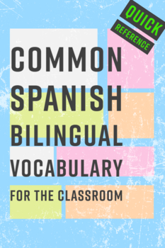 Preview of English and Spanish Cheat Sheet - Common Classroom Vocabulary