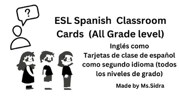Preview of English as Second Language Spanish  Communication Cards  (All Grade level)