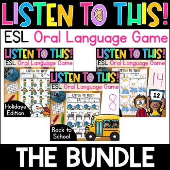 Preview of English as a Second Language Speaking Listening Game, Beginner ESL Games Bundle