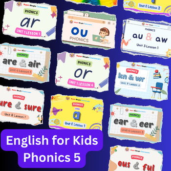 Preview of English for Kids|Close Reading|phonics5|video|presentation link|learning english