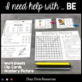 English grammar verb BE Worksheets and Clothespin Clip Cards