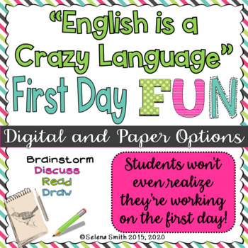 Preview of English is a Crazy Language Fun Activity First Day or Any Day - Paper & Digital