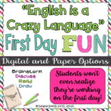 English is a Crazy Language Fun Activity First Day or Any 