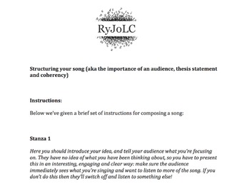 Preview of English language/ literacy skills using songwriting