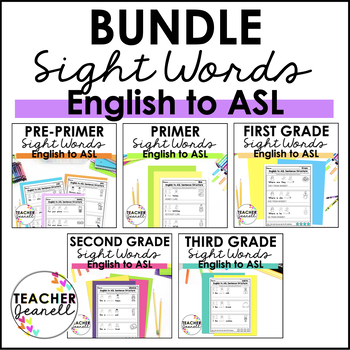 Preview of English to ASL Sentence Structure Sight Words Bundle - ASL Grammar