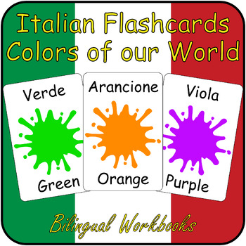 Preview of English to Italian Color Flashcards - First Words Bilingual Vocab Cards ESL/ELL