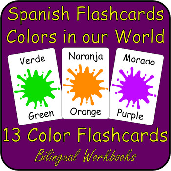 Preview of English to Spanish Color Flashcards - First Words Bilingual Vocab Cards ESL/ELL