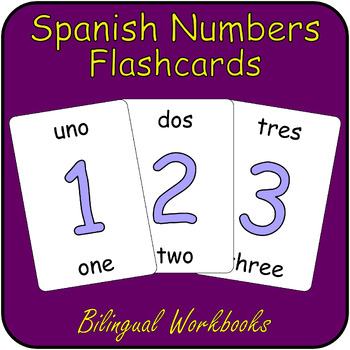 Preview of English to Spanish Number Flashcards - Learn Numbers 0-10 Bilingual Vocab Cards