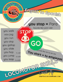 English to Spanish Stop Go Cue Cards Locomotor Skills PE P