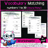 Vocabulary Matcing numbers 1 to 30/1st Grade to up/Homeschool
