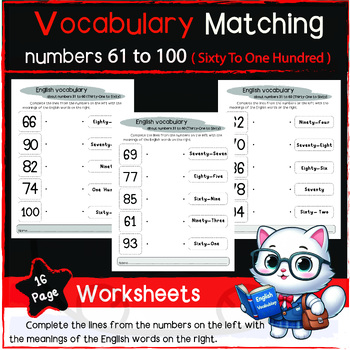 Preview of Vocabulary Matcing numbers 61 to 100/1st Grade to up/Homeschool