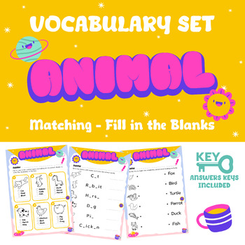 Preview of English vocabulary exercises, Animal category set, Grammar & Vocabulary