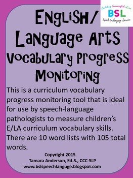 Preview of English/Language Arts Vocabulary Progress Monitoring