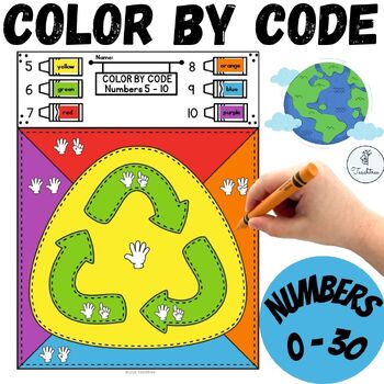 Preview of Enhance Number Sense with Earth Day Color by Code Activities