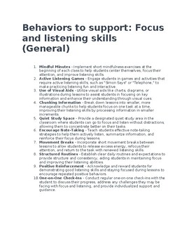 Preview of Enhancing Focus & Listening- Key Behaviors to Support