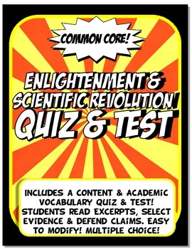 Preview of Enlightenment & Scientific Revolution Quiz & Test Common Core Writing & Literacy